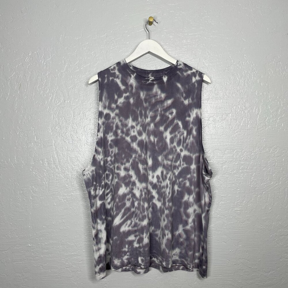 Lululemon Women 14 White Gray Tie Dye All Yours Tank crew Neck Muscle Tee